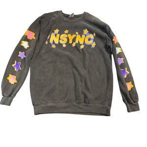 NSYNC tour Comfort Colors Graphic Sweatshirt Gray Star Sleeve Crewneck Medium